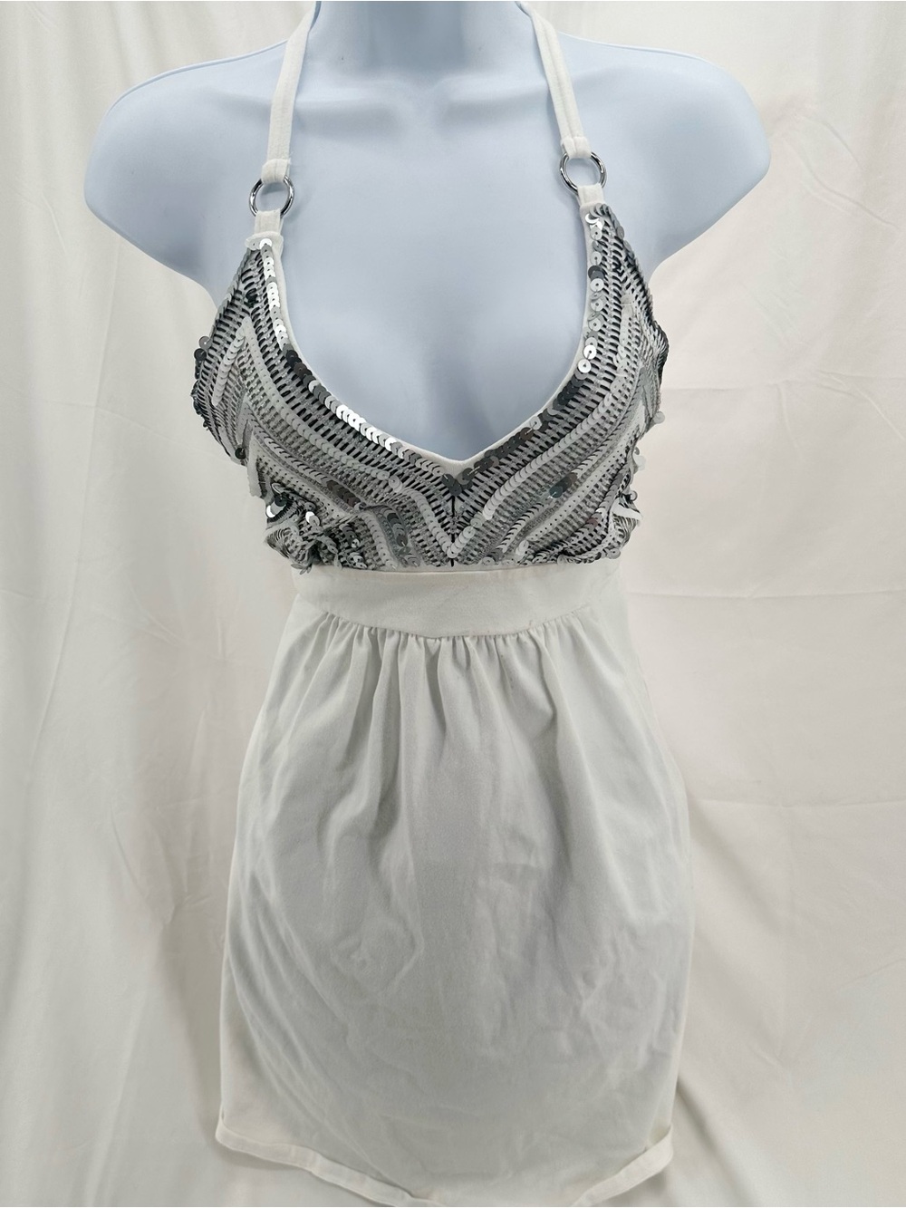 Babydoll Halter Sequined Vintage 2000s Victorias Secret Mini Dress